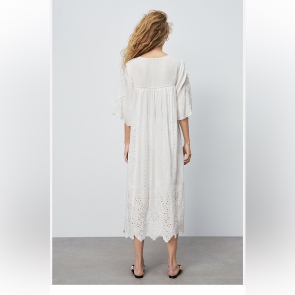 ZARA EMBROIDERED EYELET TUNIC DRESS SIZE S NWT - Picture 6 of 6